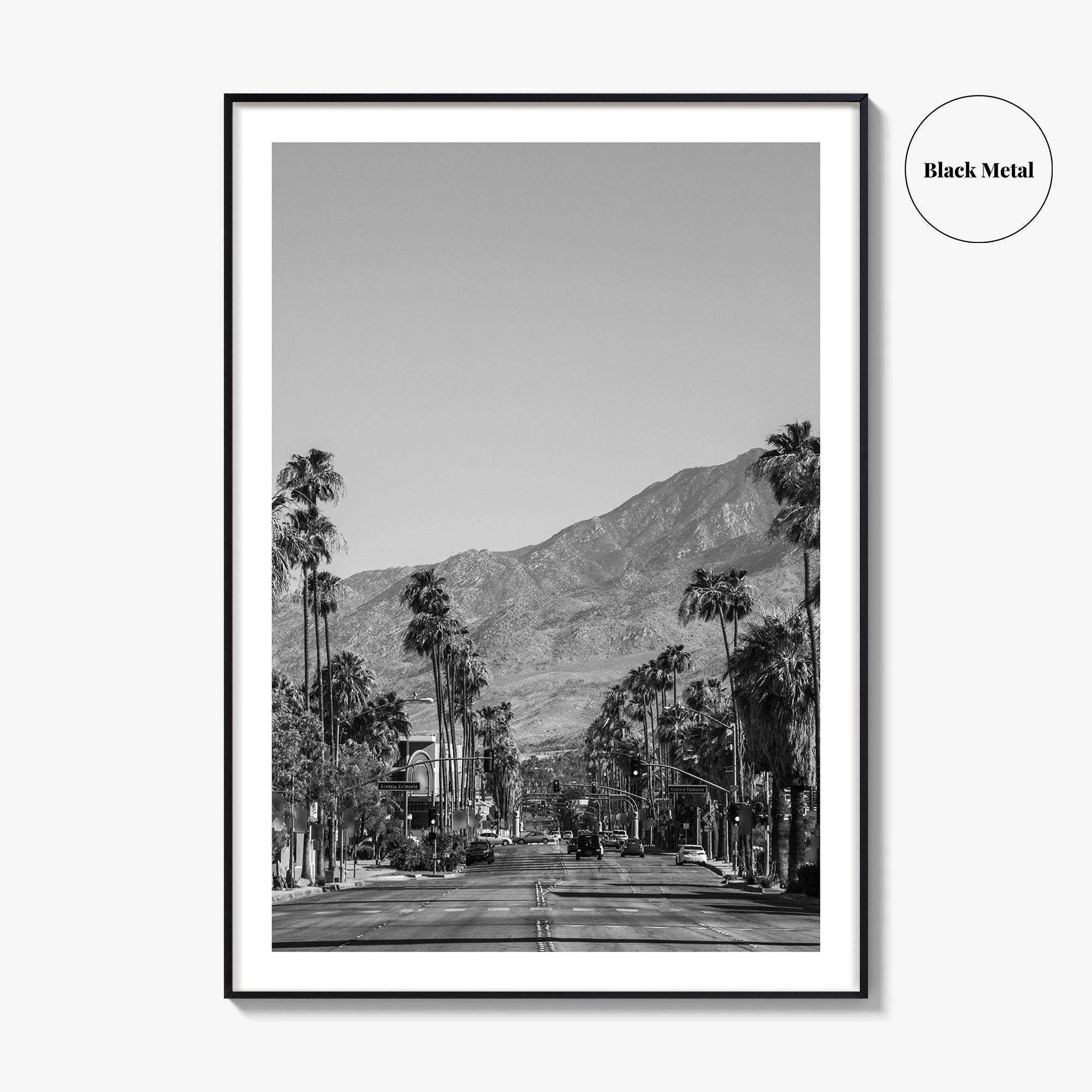 Palm Springs Skyline Black and White Fine Art Photo Print, Downtown California Poster
