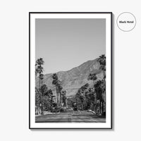 Palm Springs Skyline Black and White Fine Art Photo Print, Downtown California Poster
