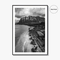 Oahu Black and White Fine Art Photo Print, Hawaii Beach Wall Decor Poster, Honolulu