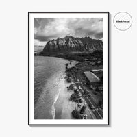 Oahu Black and White Fine Art Photo Print, Hawaii Beach Wall Decor Poster, Honolulu