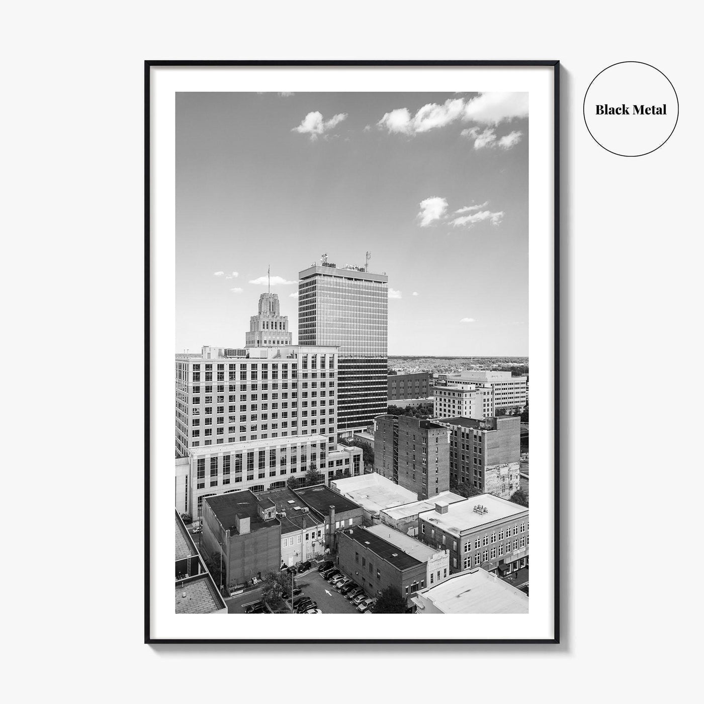 Winston-Salem Skyline Black and White Fine Art Photo Print, North Carolina Wall Decor, Poster