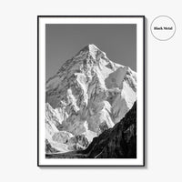 K2 Summit Black and White Fine Art Photo Print, Karakoram, Pakistan Wall Poster