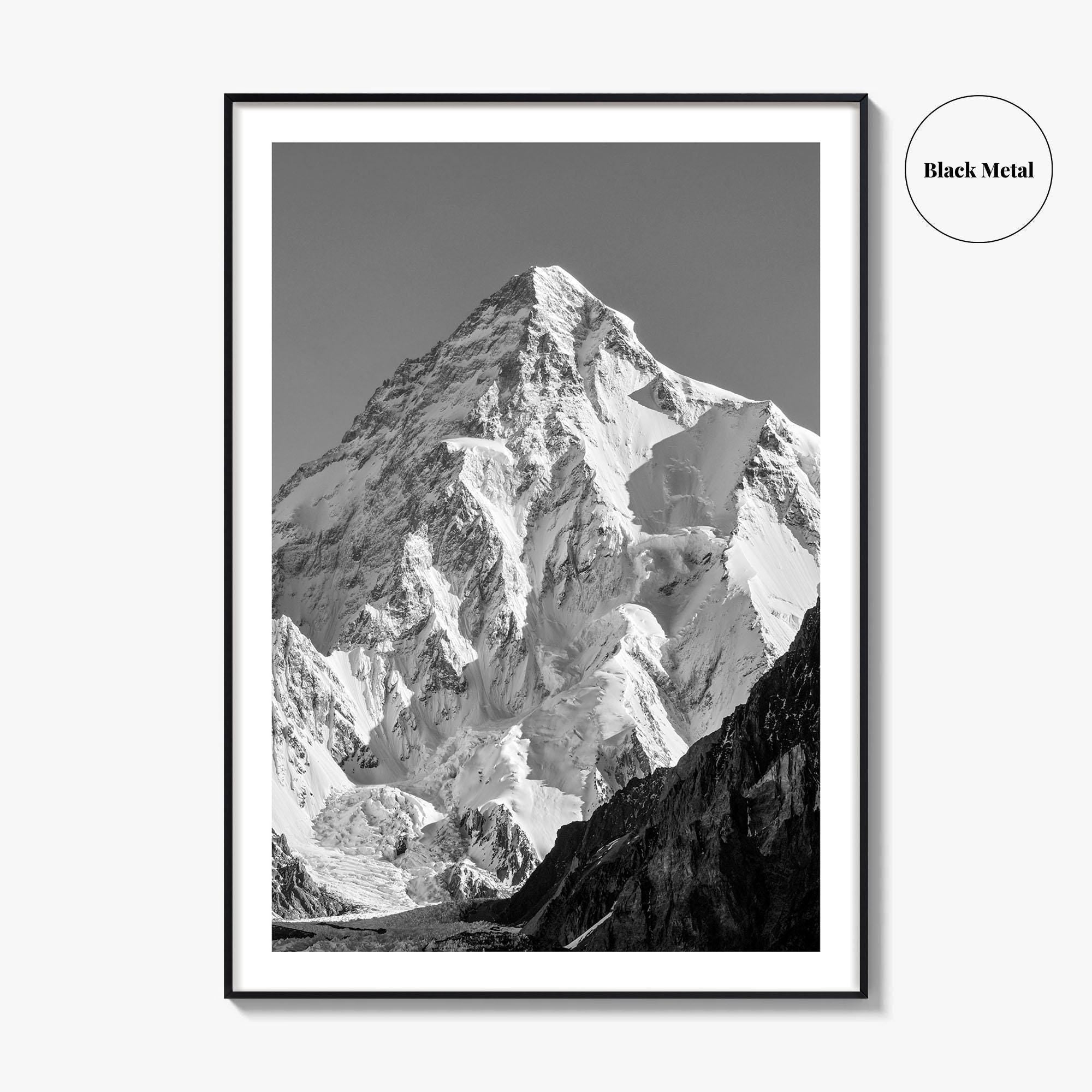K2 Summit Black and White Fine Art Photo Print, Karakoram, Pakistan Wall Poster