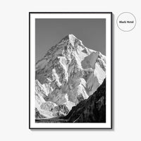 K2 Summit Black and White Fine Art Photo Print, Karakoram, Pakistan Wall Poster