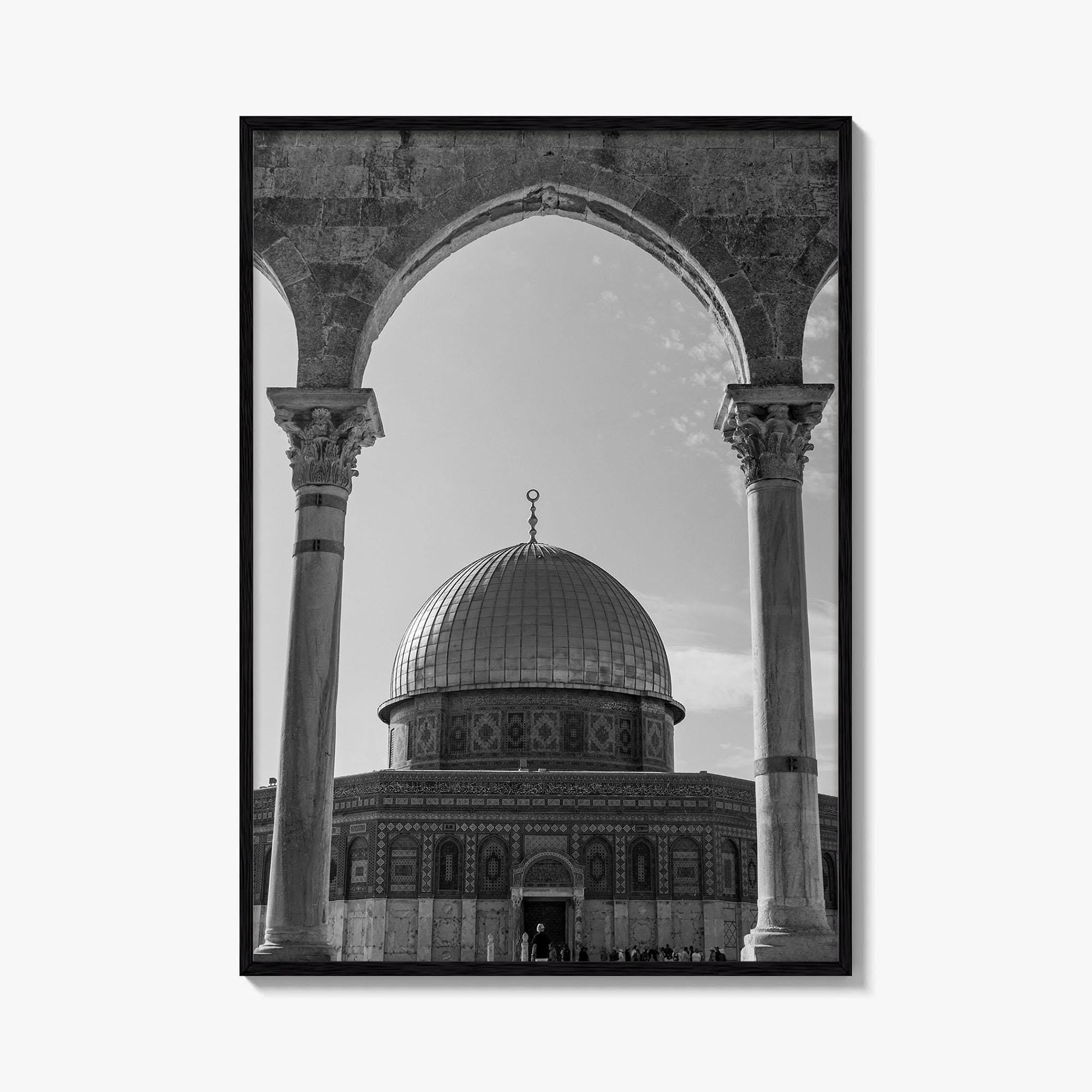 Jerusalem Black and White Fine Art Photo Print, Dome of the Rock Israel Poster