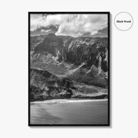 Na Pali Coast Black and White Fine Art Photo Print, Kauai Hawaii Poster