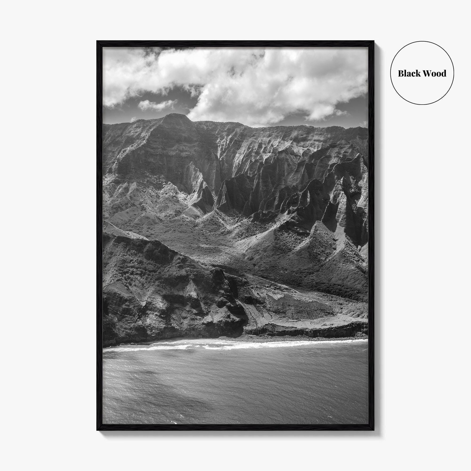 Na Pali Coast Black and White Fine Art Photo Print, Kauai Hawaii Poster