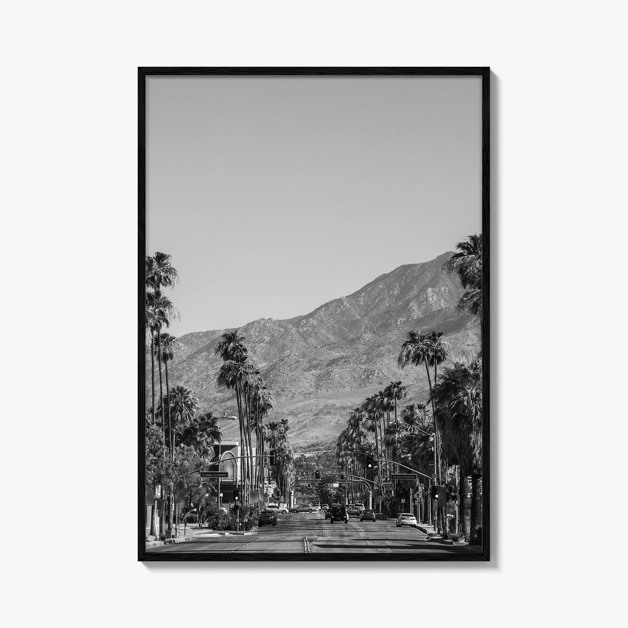Palm Springs Skyline Black and White Fine Art Photo Print, Downtown California Poster