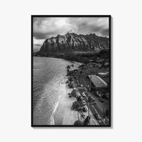 Oahu Black and White Fine Art Photo Print, Hawaii Beach Wall Decor Poster, Honolulu