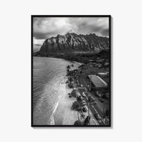 Oahu Black and White Fine Art Photo Print, Hawaii Beach Wall Decor Poster, Honolulu
