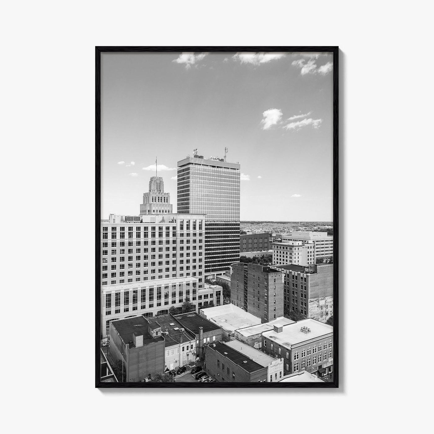 Winston-Salem Skyline Black and White Fine Art Photo Print, North Carolina Wall Decor, Poster