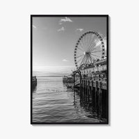 Seattle Black and White Fine Art Photo Print, Great Wheel Poster