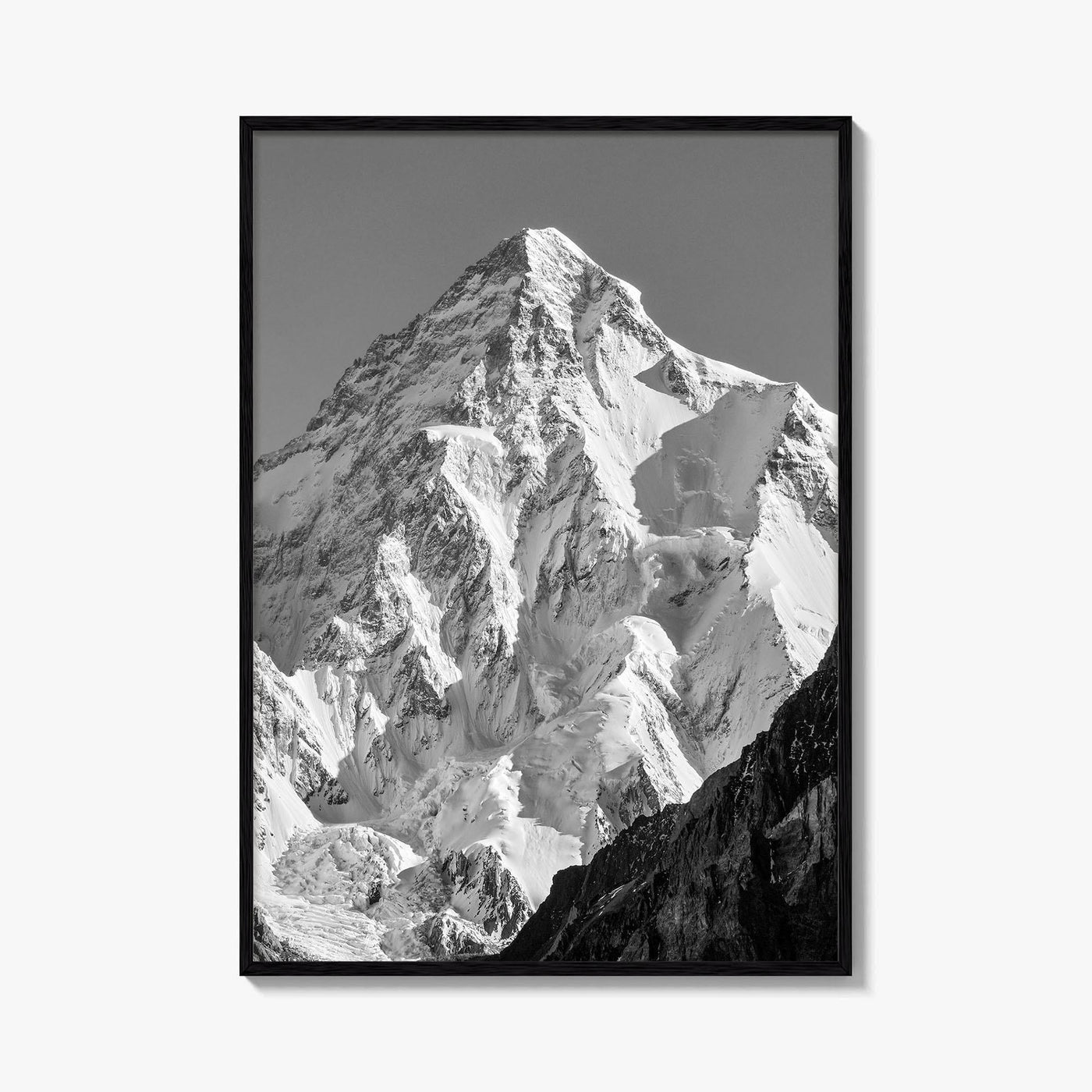 K2 Summit Black and White Fine Art Photo Print, Karakoram, Pakistan Wall Poster