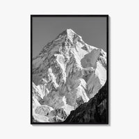 K2 Summit Black and White Fine Art Photo Print, Karakoram, Pakistan Wall Poster
