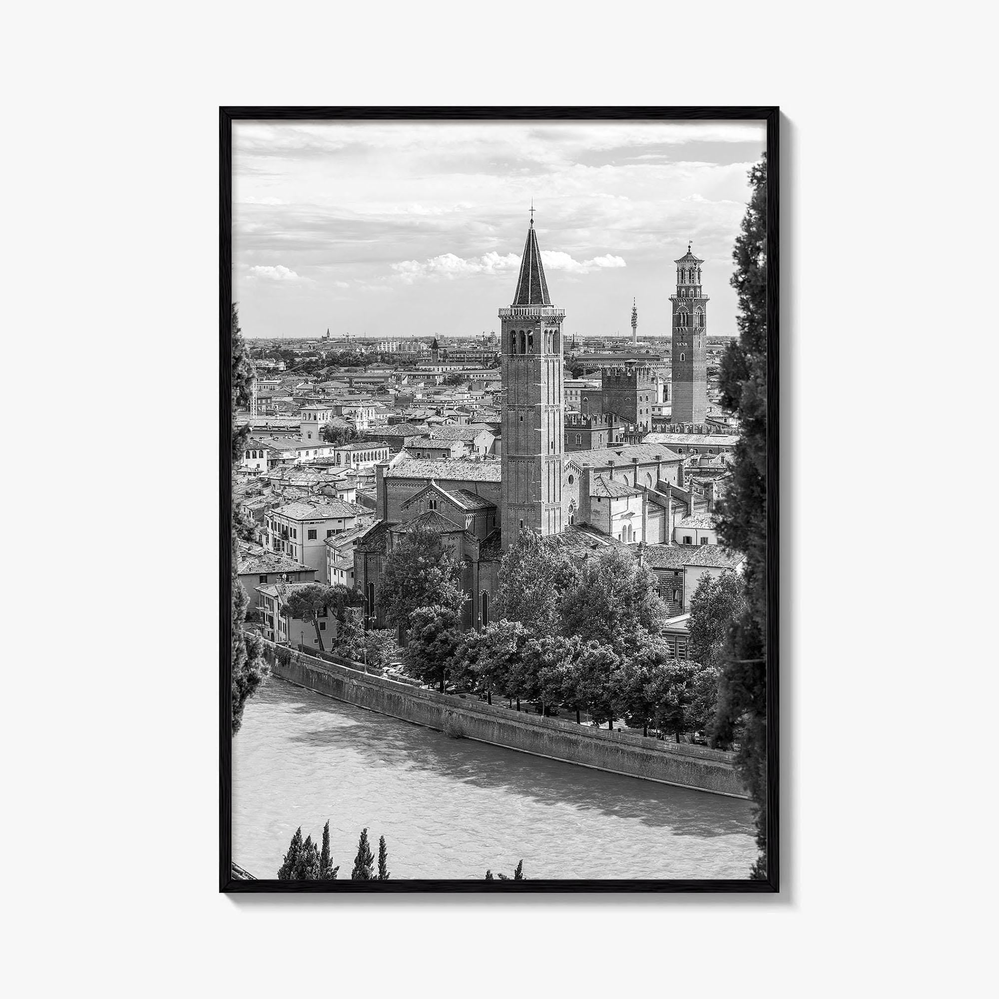 Verona Black and White Fine Art Photo Print, Historic Italy Poster, Veneto Poster