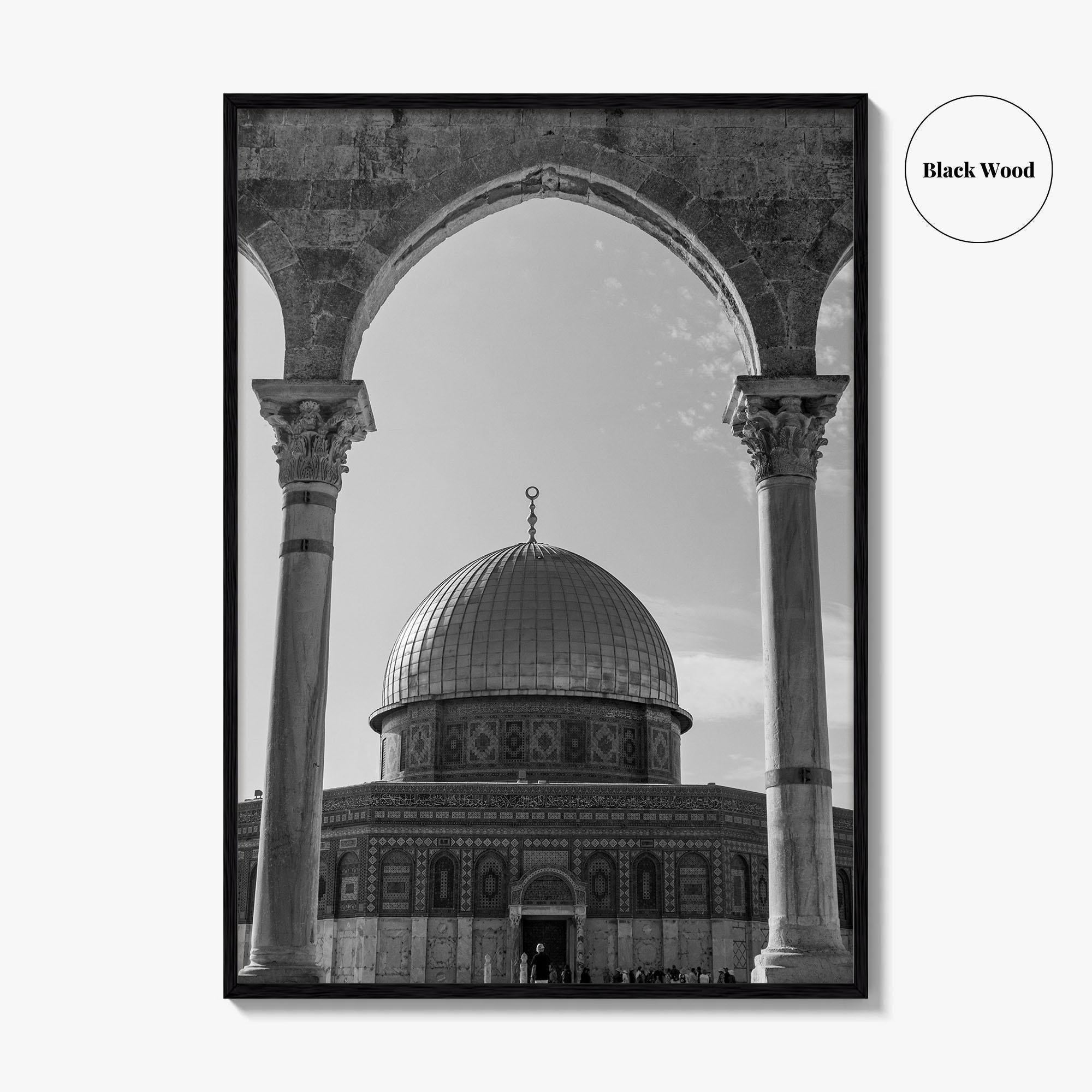 Jerusalem Black and White Fine Art Photo Print, Dome of the Rock Israel Poster