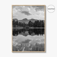 Rocky Mountain Black and White Fine Art Photo Print, Sprague Lake Colorado Poster