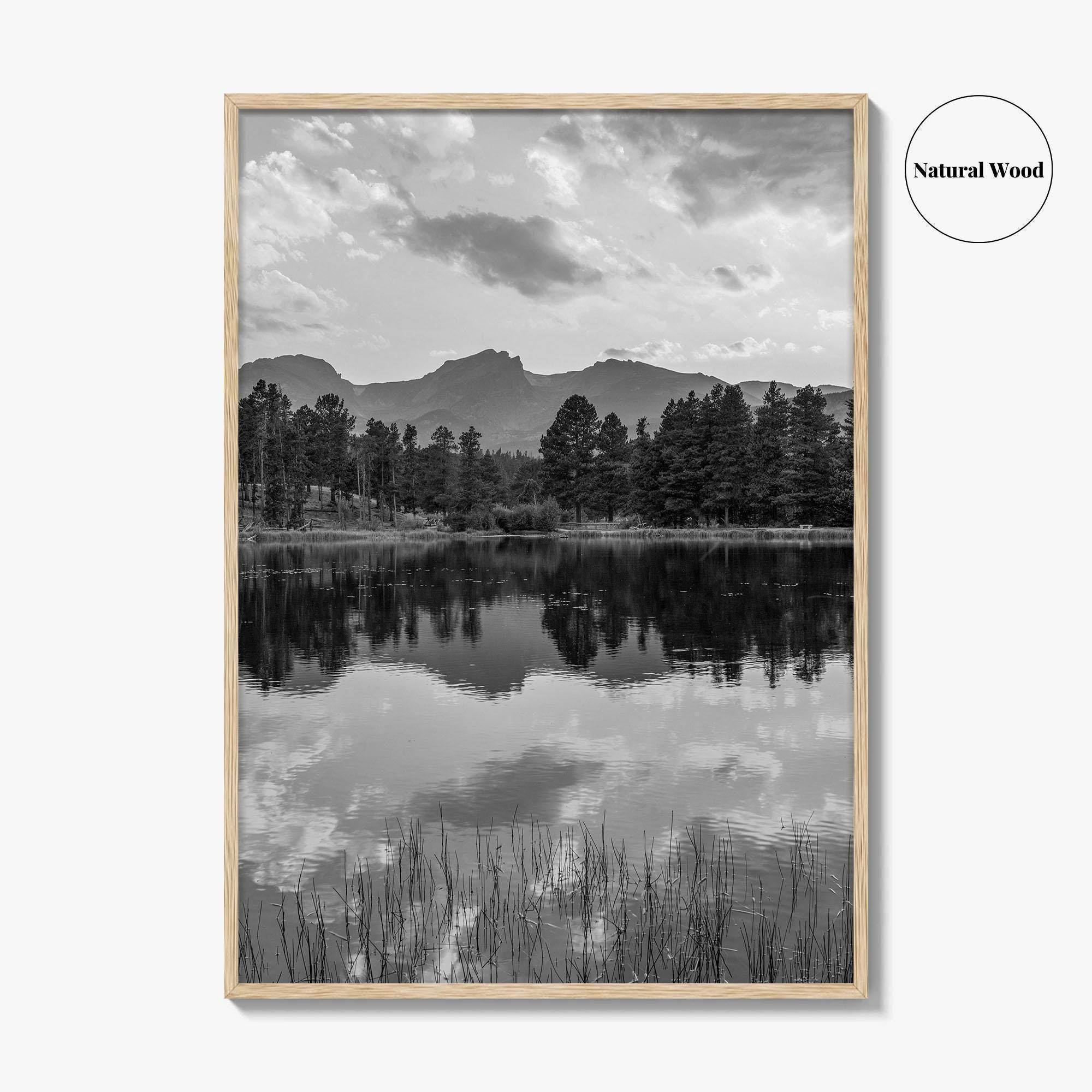Rocky Mountain Black and White Fine Art Photo Print, Sprague Lake Colorado Poster