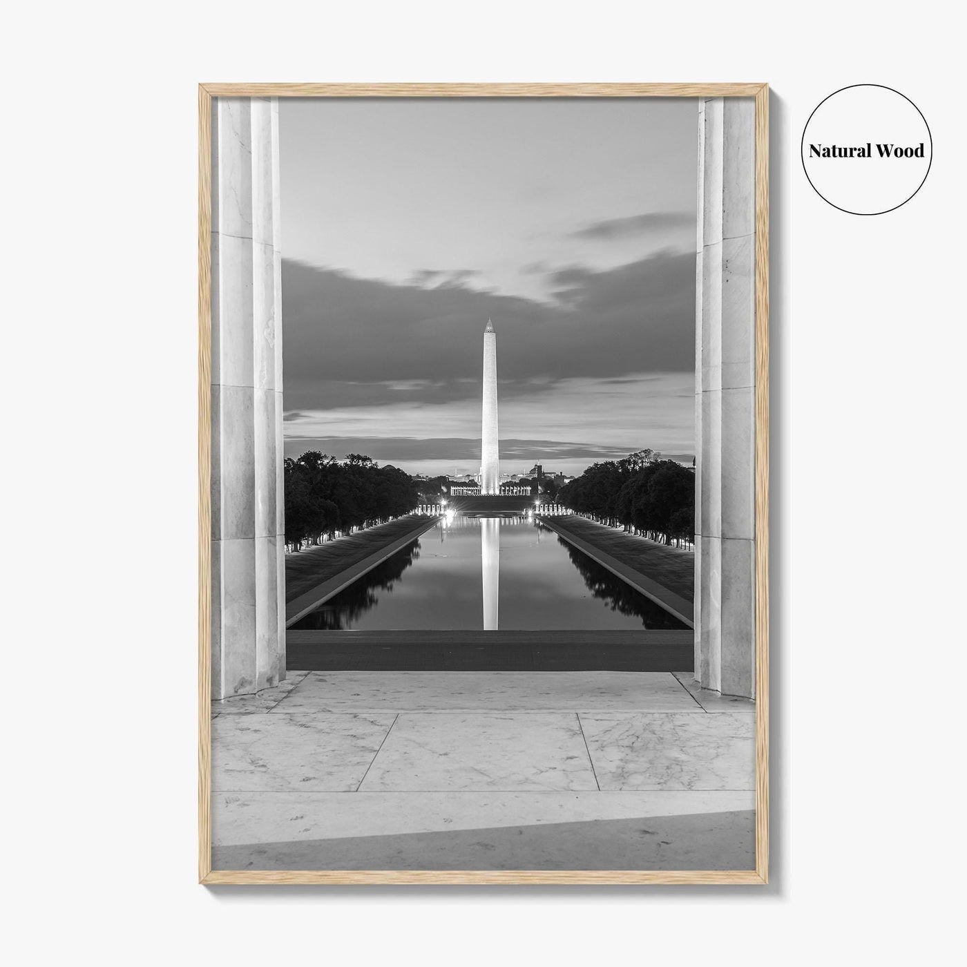 Washington DC Black and White Fine Art Photo Print, Lincoln Memorial Reflecting Pool Poster