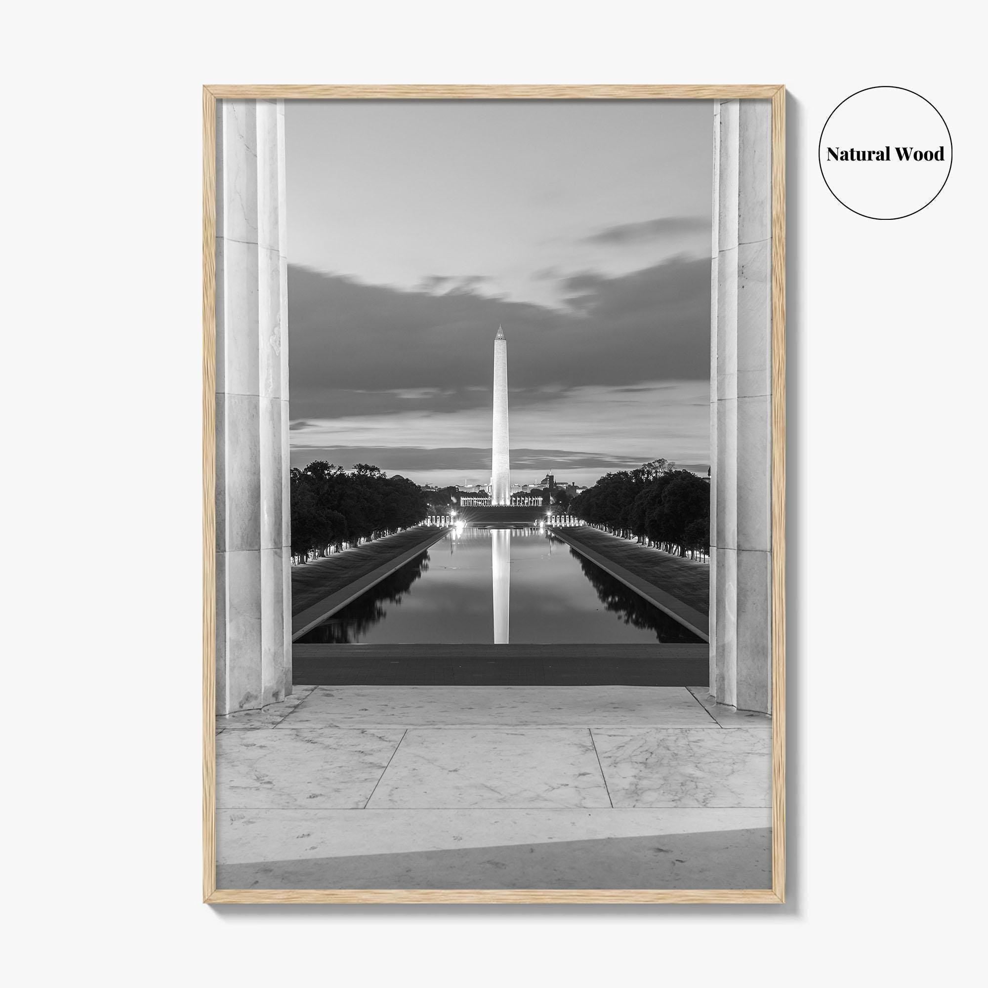 Washington DC Black and White Fine Art Photo Print, Lincoln Memorial Reflecting Pool Poster