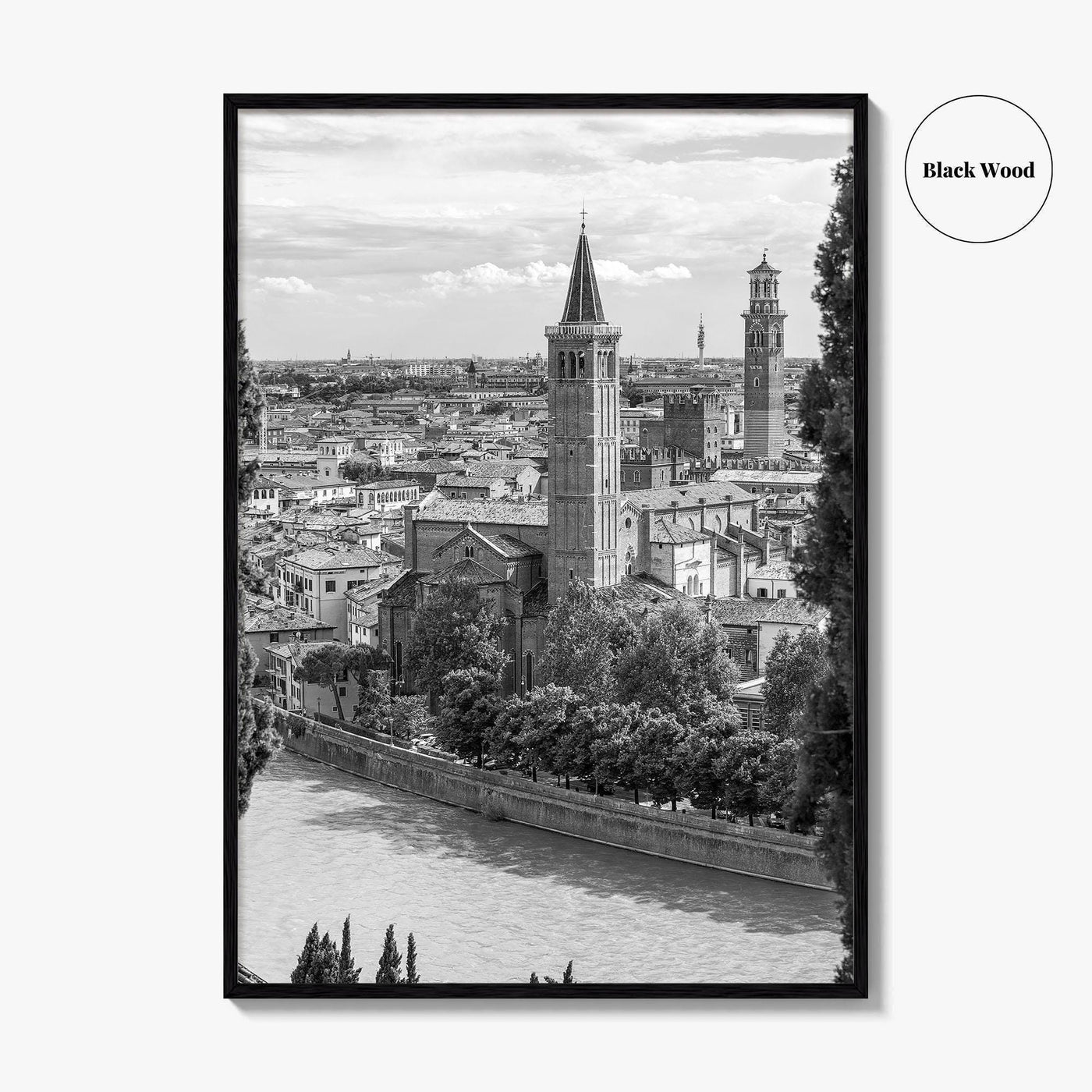 Verona Black and White Fine Art Photo Print, Historic Italy Poster, Veneto Poster