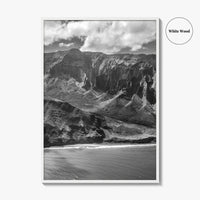 Na Pali Coast Black and White Fine Art Photo Print, Kauai Hawaii Poster