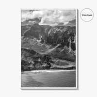 Na Pali Coast Black and White Fine Art Photo Print, Kauai Hawaii Poster