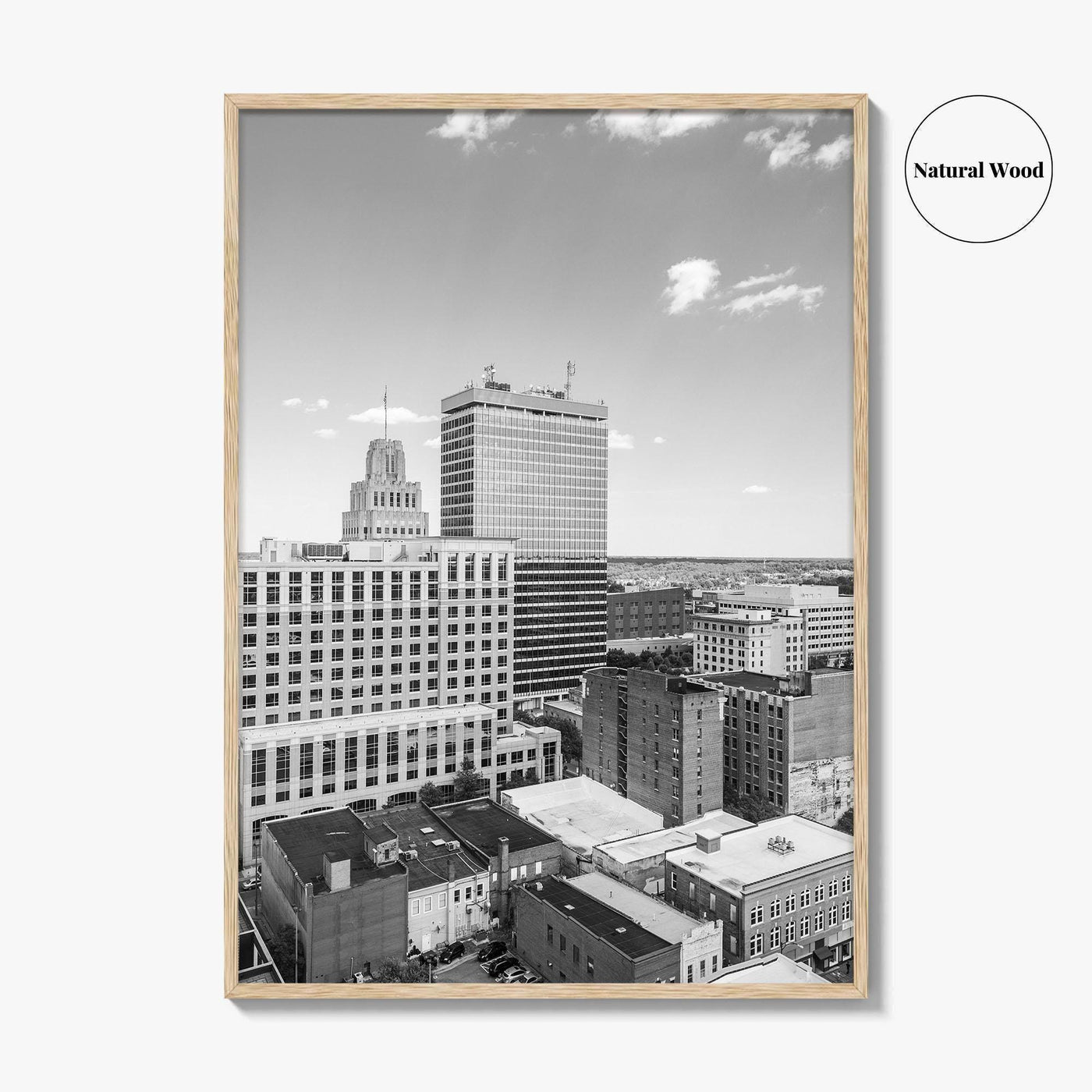 Winston-Salem Skyline Black and White Fine Art Photo Print, North Carolina Wall Decor, Poster