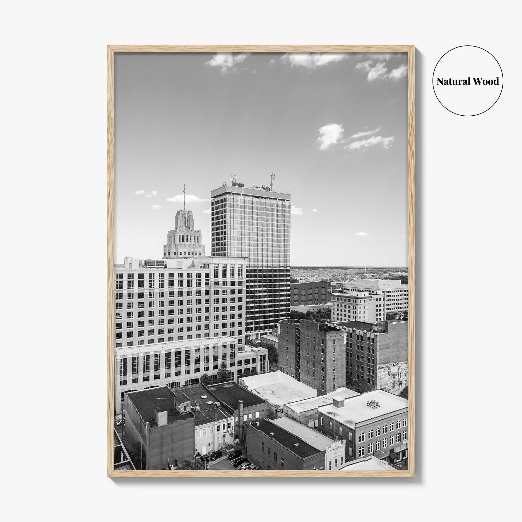 Winston-Salem Skyline Black and White Fine Art Photo Print, North Carolina Wall Decor, Poster