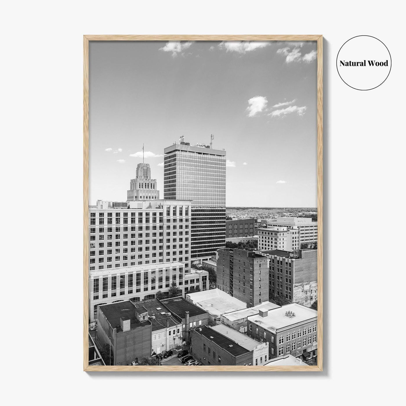 Winston-Salem Skyline Black and White Fine Art Photo Print, North Carolina Wall Decor, Poster