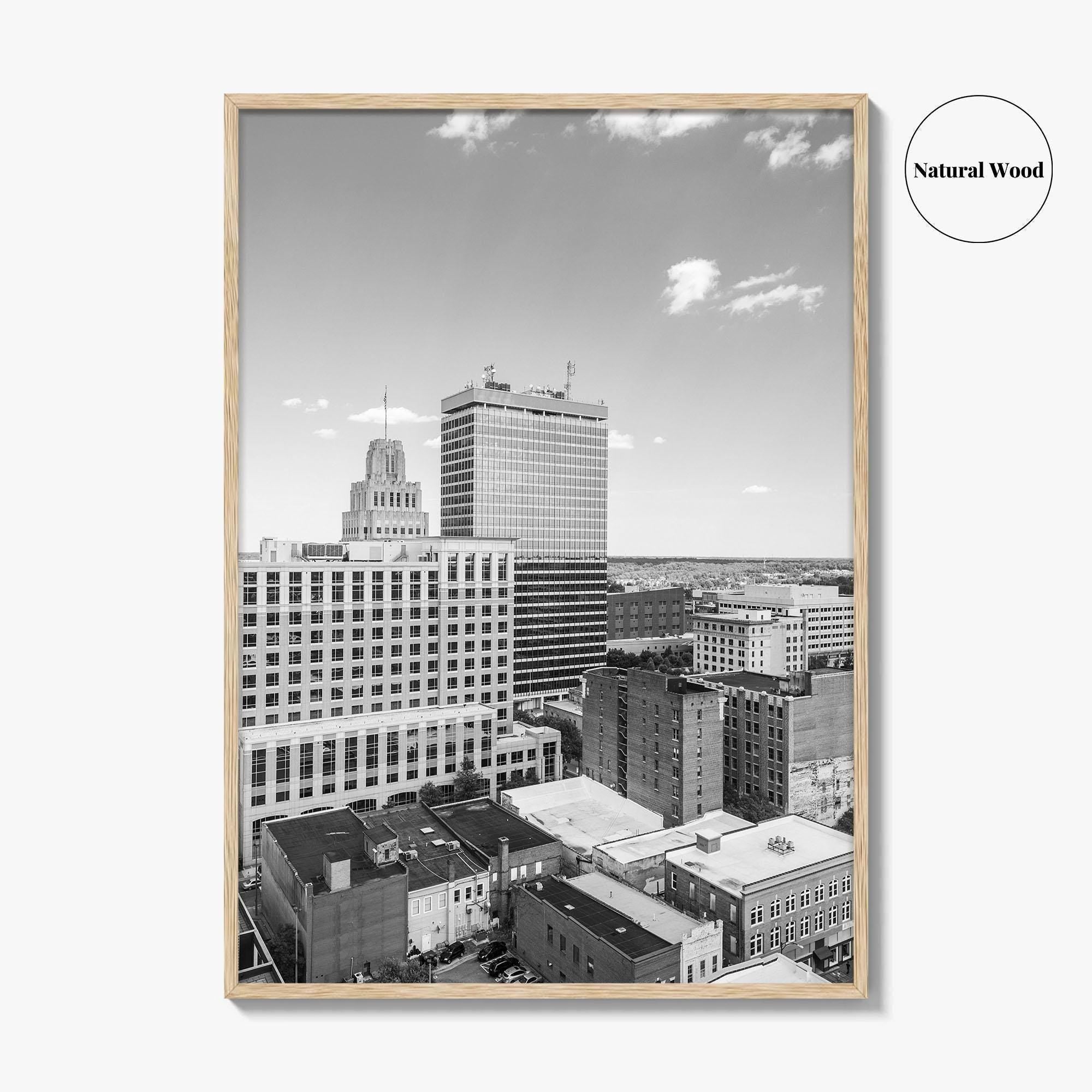 Winston-Salem Skyline Black and White Fine Art Photo Print, North Carolina Wall Decor, Poster