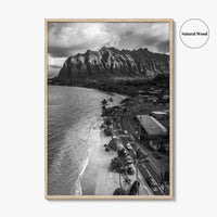Oahu Black and White Fine Art Photo Print, Hawaii Beach Wall Decor Poster, Honolulu