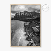 Oahu Black and White Fine Art Photo Print, Hawaii Beach Wall Decor Poster, Honolulu