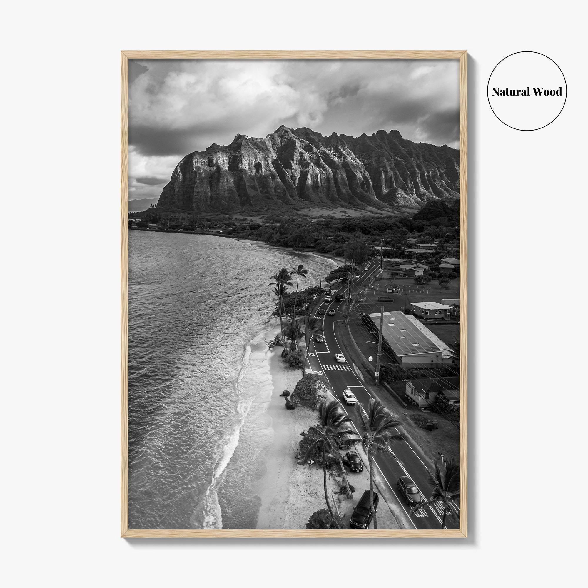 Oahu Black and White Fine Art Photo Print, Hawaii Beach Wall Decor Poster, Honolulu