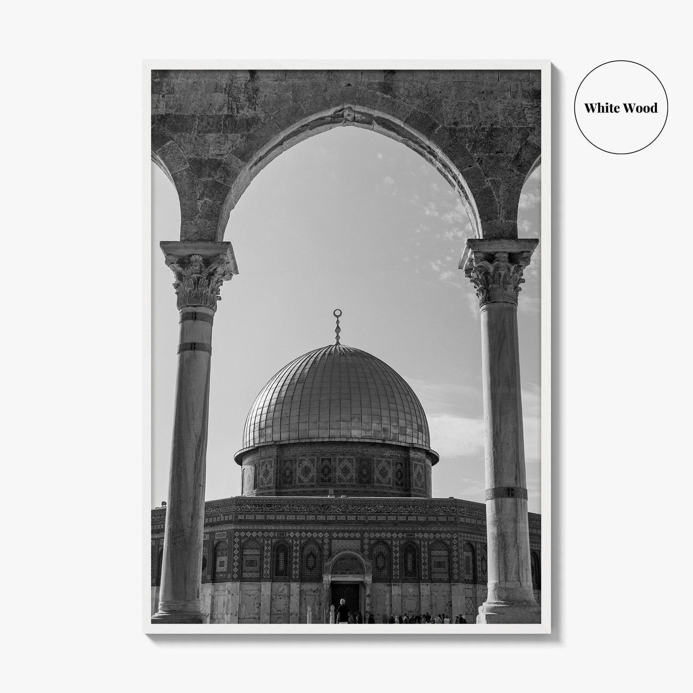Jerusalem Black and White Fine Art Photo Print, Dome of the Rock Israel Poster