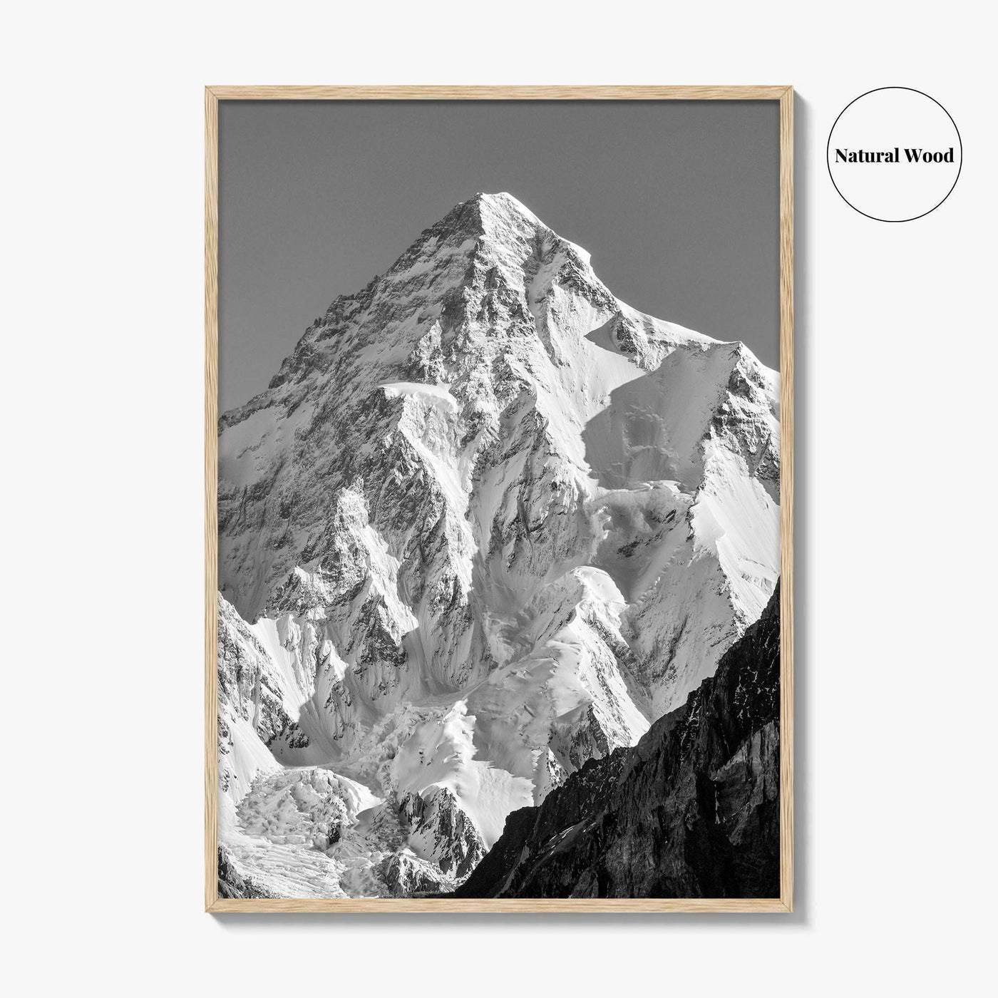 K2 Summit Black and White Fine Art Photo Print, Karakoram, Pakistan Wall Poster