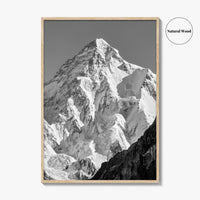 K2 Summit Black and White Fine Art Photo Print, Karakoram, Pakistan Wall Poster