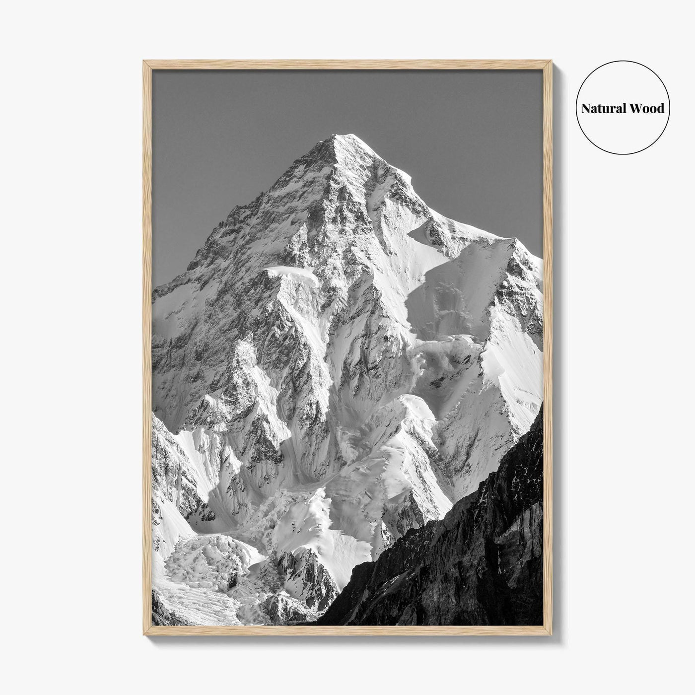 K2 Summit Black and White Fine Art Photo Print, Karakoram, Pakistan Wall Poster