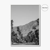 Palm Springs Skyline Black and White Fine Art Photo Print, Downtown California Poster
