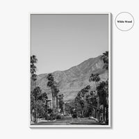 Palm Springs Skyline Black and White Fine Art Photo Print, Downtown California Poster