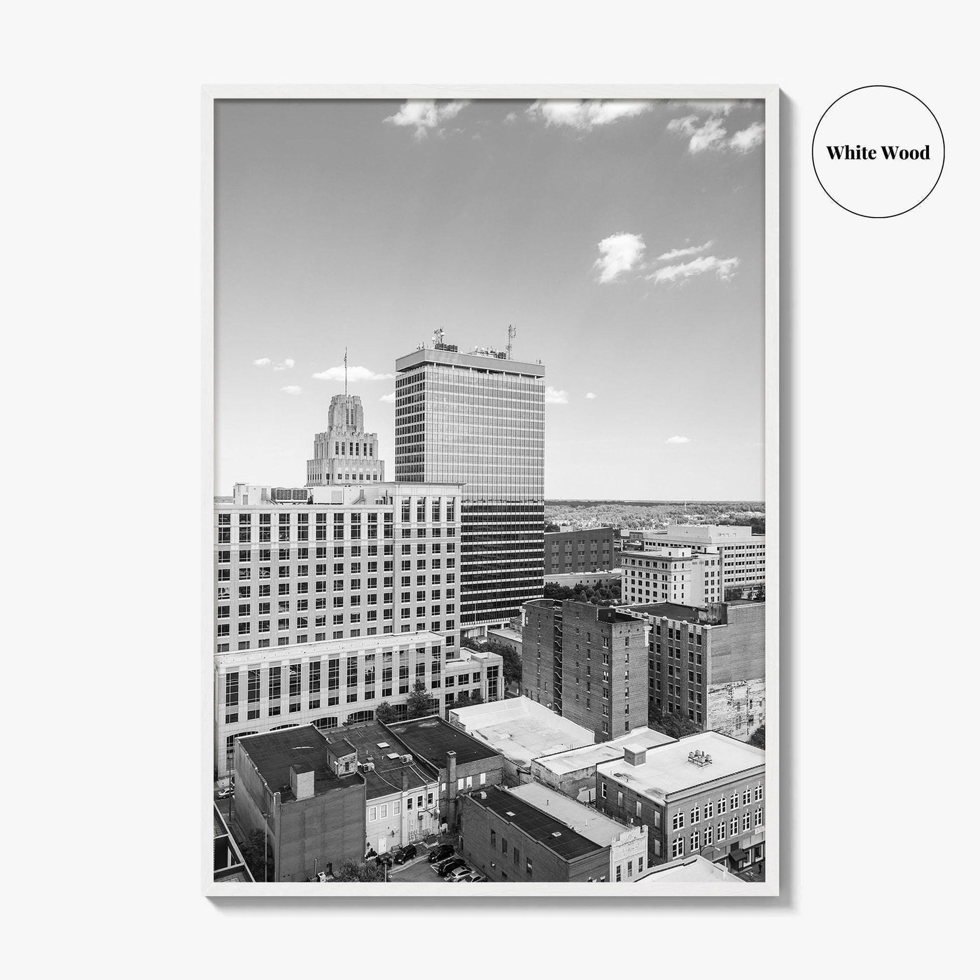 Winston-Salem Skyline Black and White Fine Art Photo Print, North Carolina Wall Decor, Poster