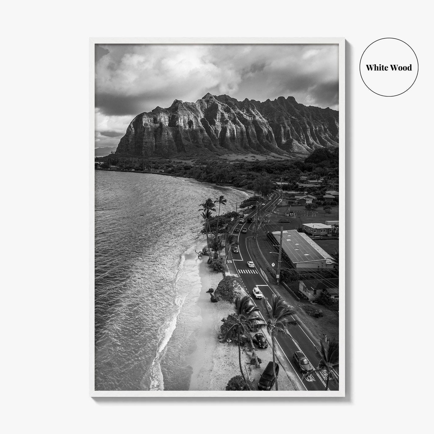 Oahu Black and White Fine Art Photo Print, Hawaii Beach Wall Decor Poster, Honolulu