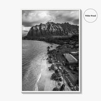 Oahu Black and White Fine Art Photo Print, Hawaii Beach Wall Decor Poster, Honolulu