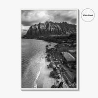 Oahu Black and White Fine Art Photo Print, Hawaii Beach Wall Decor Poster, Honolulu