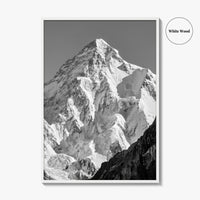 K2 Summit Black and White Fine Art Photo Print, Karakoram, Pakistan Wall Poster