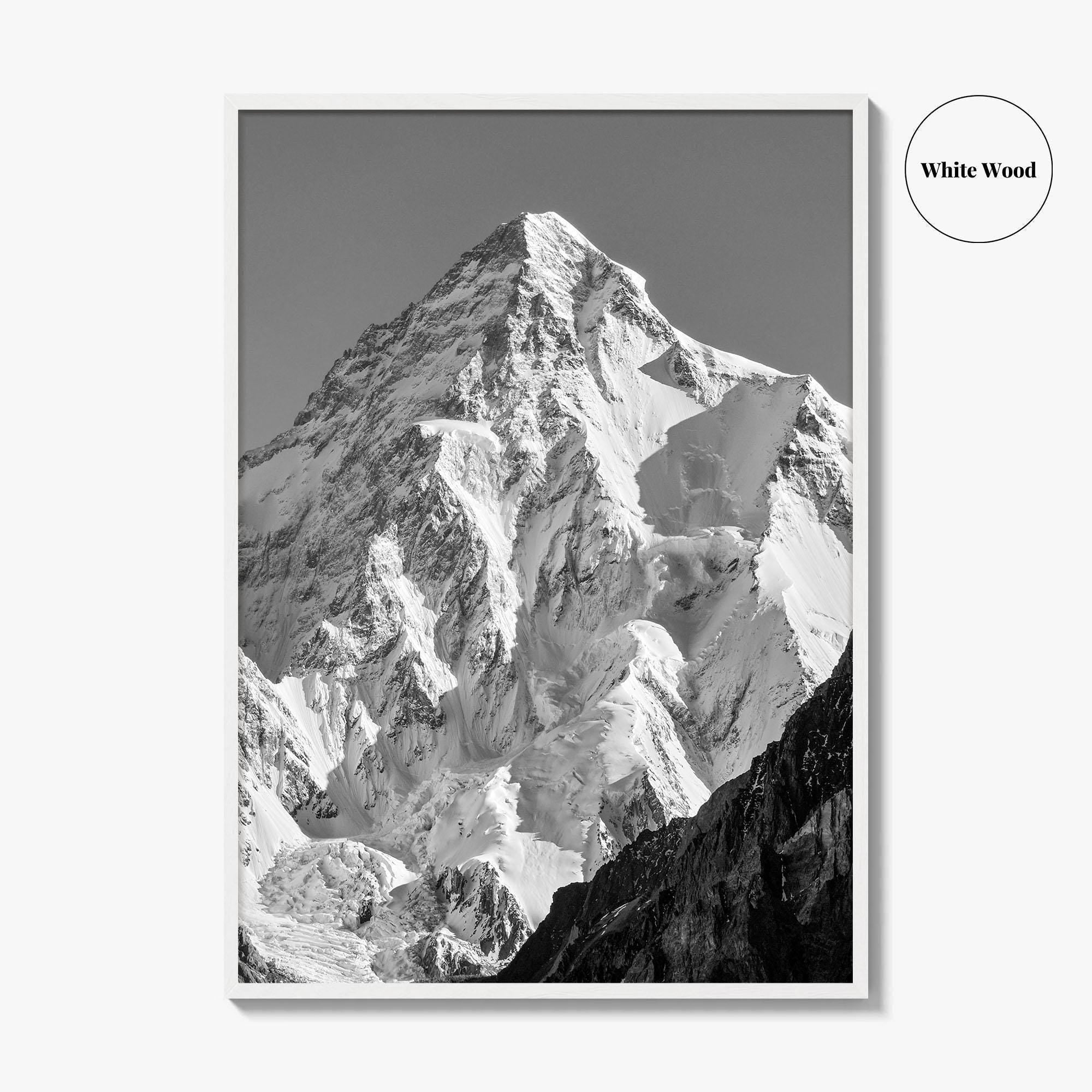 K2 Summit Black and White Fine Art Photo Print, Karakoram, Pakistan Wall Poster