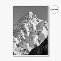K2 Summit Black and White Fine Art Photo Print, Karakoram, Pakistan Wall Poster