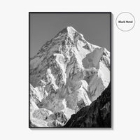 K2 Summit Black and White Fine Art Photo Print, Karakoram, Pakistan Wall Poster