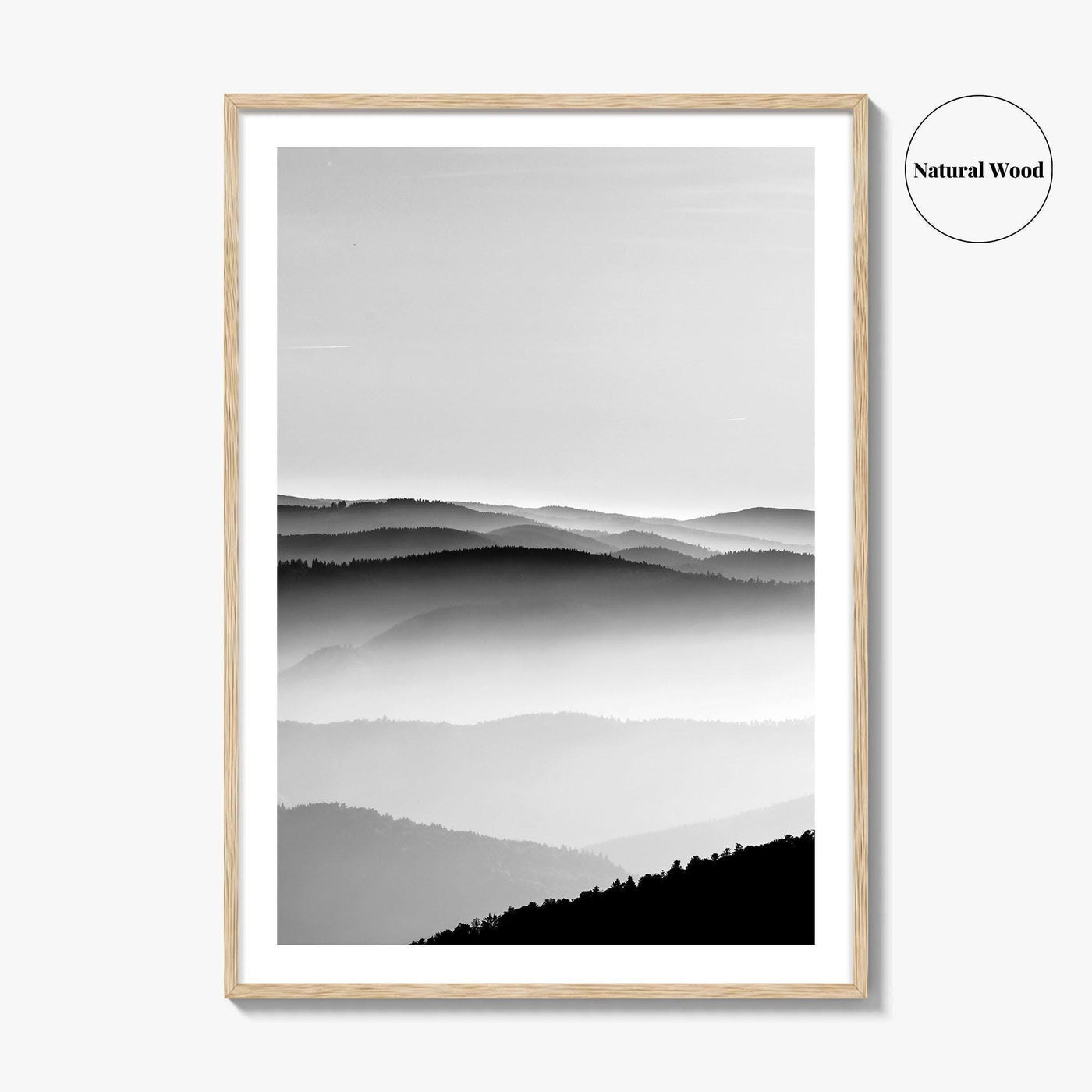 Vosges Mountains, Alsace, France Black and White Fine Art Photo Print, Aerial Wall Poster
