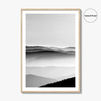 Vosges Mountains, Alsace, France Black and White Fine Art Photo Print, Aerial Wall Poster